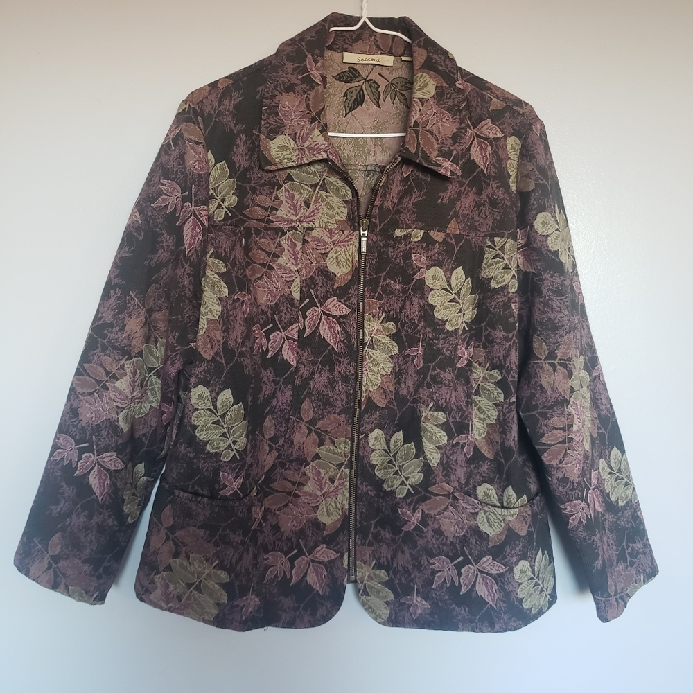 Seasons Leaf Print Jacket Size Large